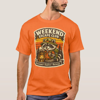 Weekend Escape Club Retro Camping Waschbär Vintage T-Shirt