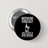 Weekend Forecast - 100% Chance of Wine Making Button (Vorne & Hinten)