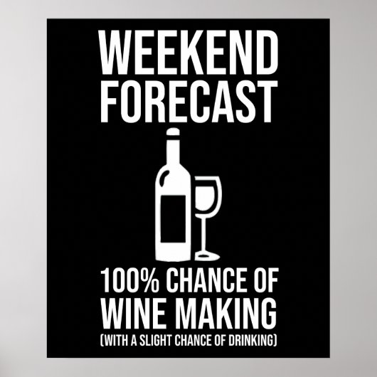 Weekend Forecast - 100% Chance of Wine Making Poster (Vorne)