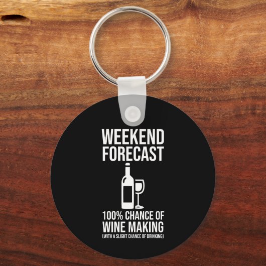 Weekend Forecast - 100% Chance of Wine Making Schlüsselanhänger (Rückseite)