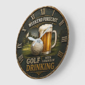 Weekend Forecast Golf Drinking Golfer Gift Große Wanduhr (Winkel)