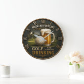 Weekend Forecast Golf Drinking Golfer Gift Große Wanduhr (Zuhause)
