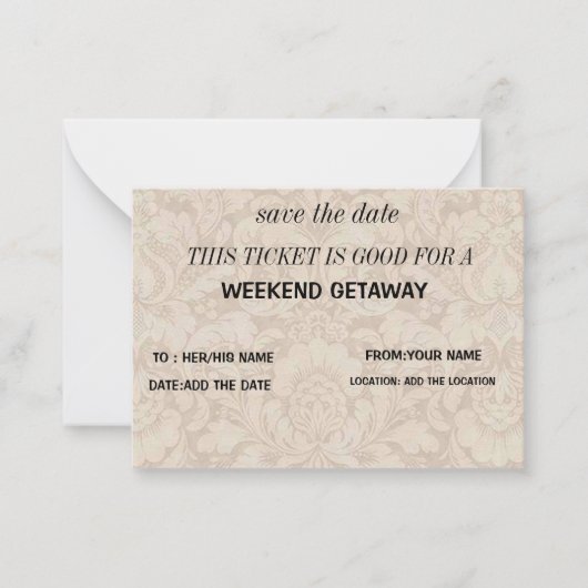 Weekend Getaway-Geschenk Mitteilungskarte (Vorderseite)