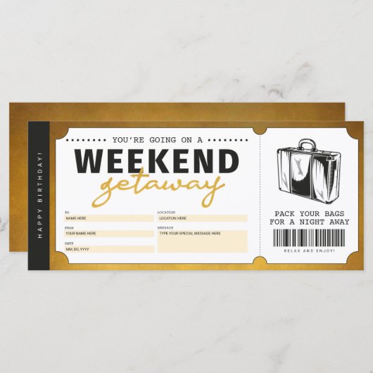 Weekend Gold Geschenkgutschein für Reisen (Vorne/Hinten)
