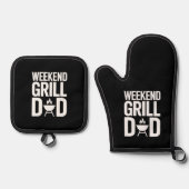 Weekend Grill Dad Funny BBQ Ofenhandschuh & Topflappen-Set (Vorderseite)
