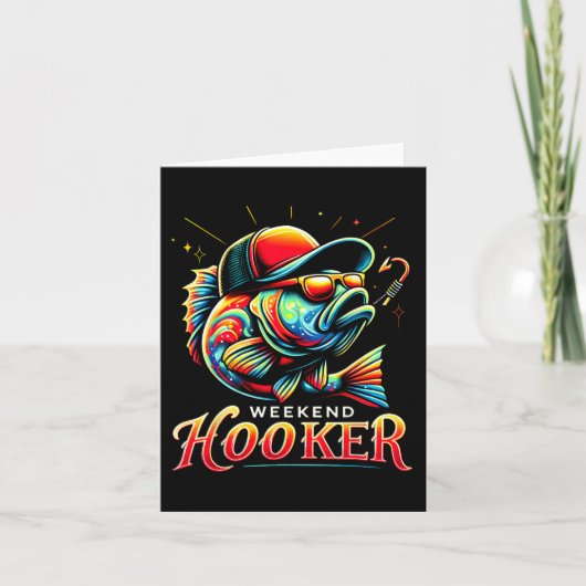 Weekend Hookerr Funny Fish Vater Liebe Fischerei V Karte (Vorderseite)