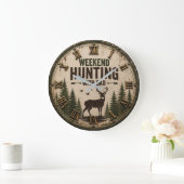 Weekend Hunting with Dad Rustic Deer Hunting Große Wanduhr (Zuhause)