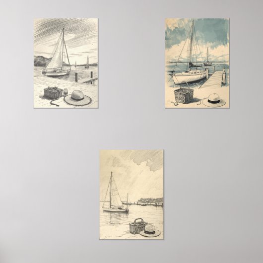 Weekend in the Hamptons – Retro East Coast Seaside Bilderwand Sets (Vorderseite)