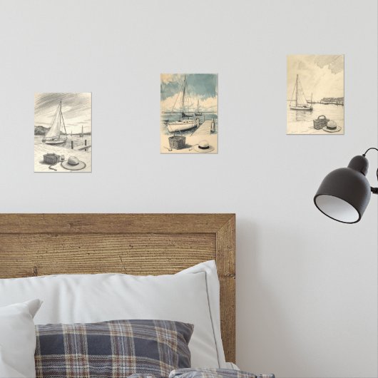 Weekend in the Hamptons – Retro East Coast Seaside Bilderwand Sets (Schlafzimmer)