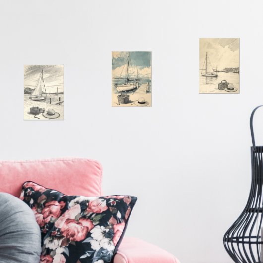 Weekend in the Hamptons – Retro East Coast Seaside Bilderwand Sets (Wohnzimmer)