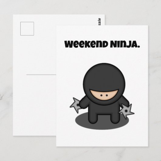 Weekend Ninja Funny Niedlich Japan Cartoon Postkarte (Vorne/Hinten)