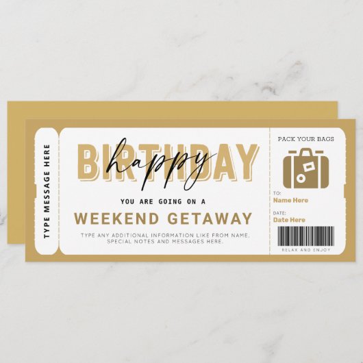 Weekend Voucher Hotel Bleibe Geschenkgutschein (Vorne/Hinten)