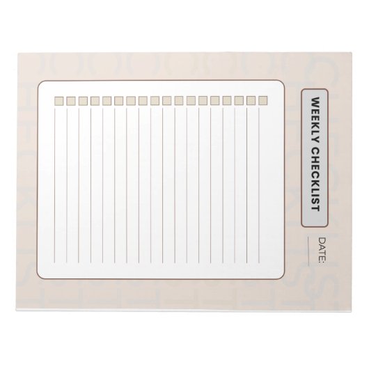 Weekly Checklist Planner Notizblock (Vorderseite)