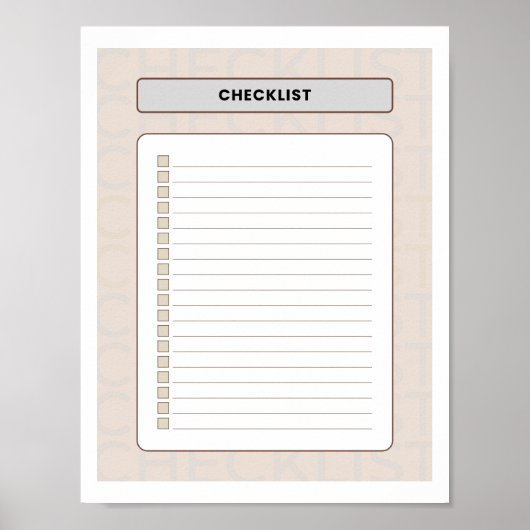 Weekly Checklist Planner Page Poster (Vorne)