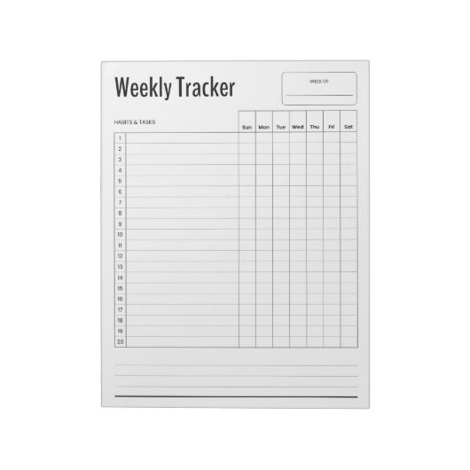 Weekly Habit Tracker Notizblock (Rotiert)