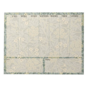 Weekly list - William Morris Jasmine Notepad Notizblock