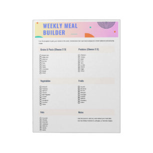 Weekly Meal Builder Notizblock