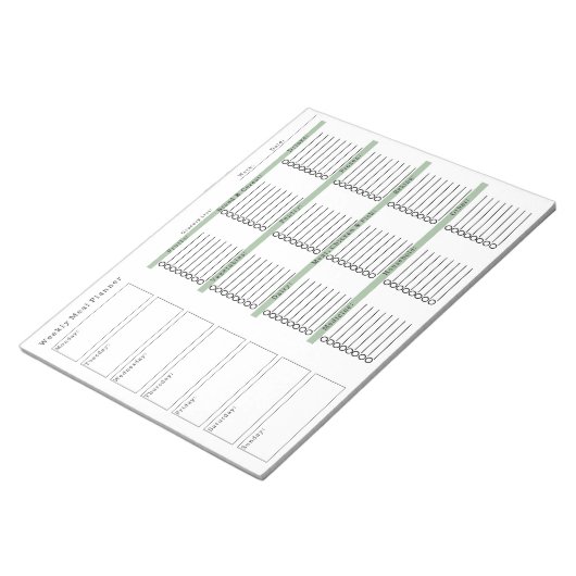 Weekly Meal Planner Grocery Shopping List Notizblock (angewinkelt)