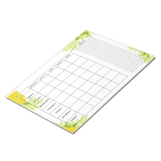 Weekly Meal Planner with Lemon Design Notizblock (angewinkelt)