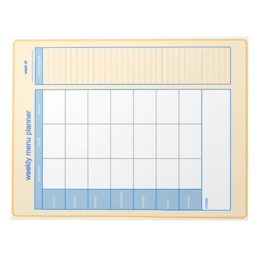 Weekly Menu Planner Notepad Notizblock (Vorderseite)