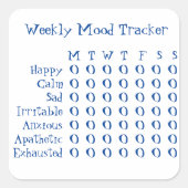 Weekly Mood Tracker Quadratischer Aufkleber (Vorderseite)