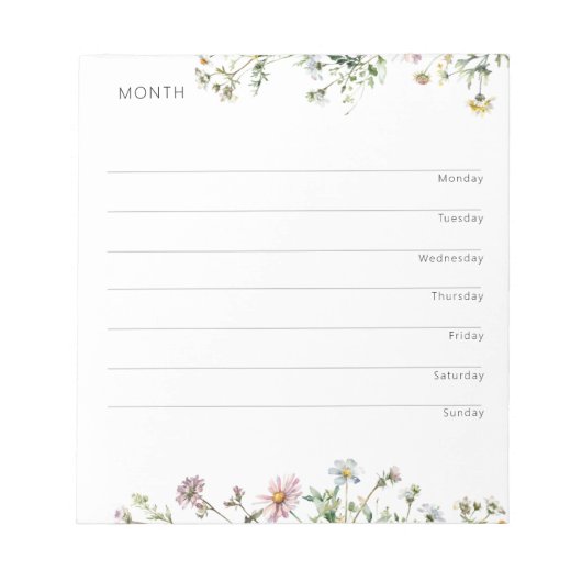 Weekly Organizer and Planner - Wildflower Meadow Notizblock (Vorderseite)