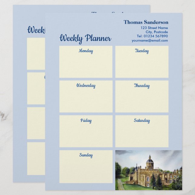 Weekly Planner Castle Howard Yorkshire England Briefbogen (Vorne/Hinten)