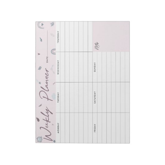 Weekly Planner Floral Notizblock (Rotiert)