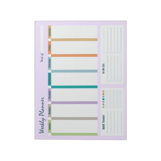 Weekly Planner Habit Tracker To Do List Notepad Notizblock (Rotiert)