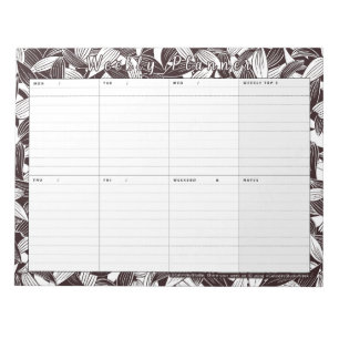 Weekly Planner Leaf Art Coloring Page Notepad Notizblock