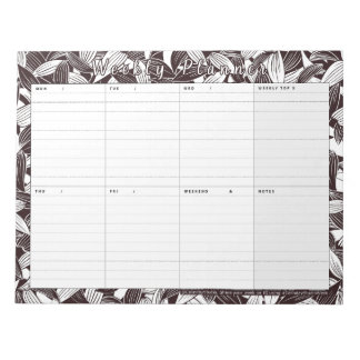 Weekly Planner Leaf Art Coloring Page Notepad Notizblock
