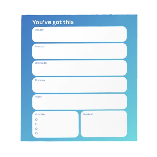 Weekly Planner Notepad – Weekday Layout Notizblock (Vorderseite)