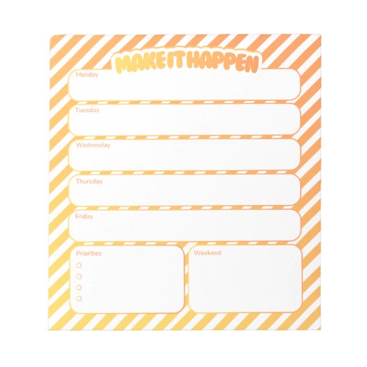 Weekly Planner Notepad - Yellow Striped Notizblock (Vorderseite)