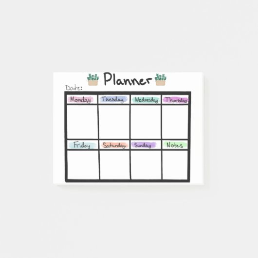 Weekly Planner Post it Notes Post-it Klebezettel (Vorderseite)