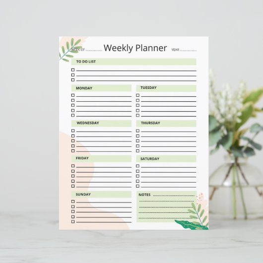 Weekly Planner Template (Stehend Vorderseite)