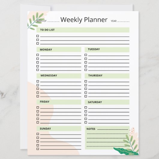 Weekly Planner Template (Vorderseite)