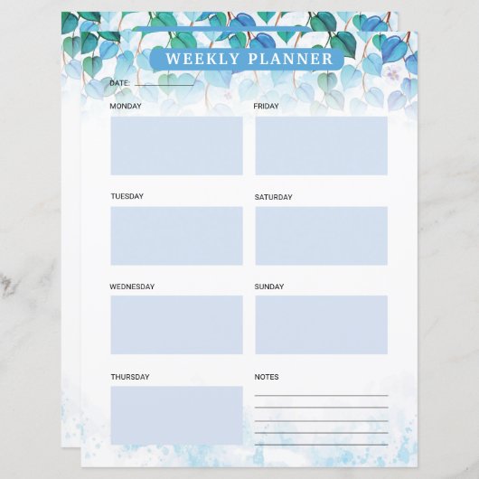 Weekly Planner Template (Vorne/Hinten)