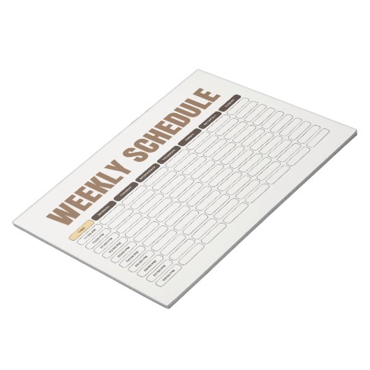 Weekly Schedule Planner Minimal Beige Grid Notizblock (angewinkelt)