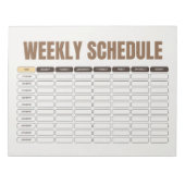 Weekly Schedule Planner Minimal Beige Grid Notizblock (Vorderseite)
