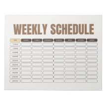 Weekly Schedule Planner Minimal Beige Grid