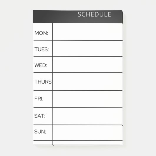 Weekly Schedule Tracker Post es notiert Post-it Klebezettel (Vorderseite)