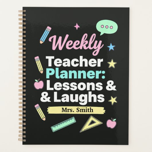 Weekly Teacher Planner: Lessons & Laughs  Planer (Vorderseite)