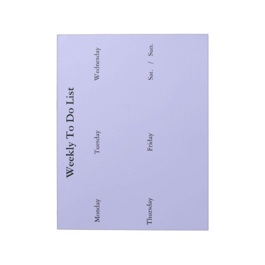 Weekly To Do List Notepad Notizblock (Rotiert)