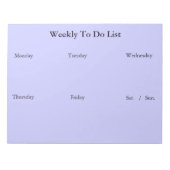 Weekly To Do List Notepad Notizblock (Vorderseite)