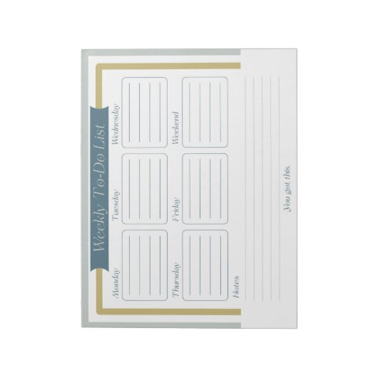 Weekly To Do List Notepad Notizblock (Rotiert)