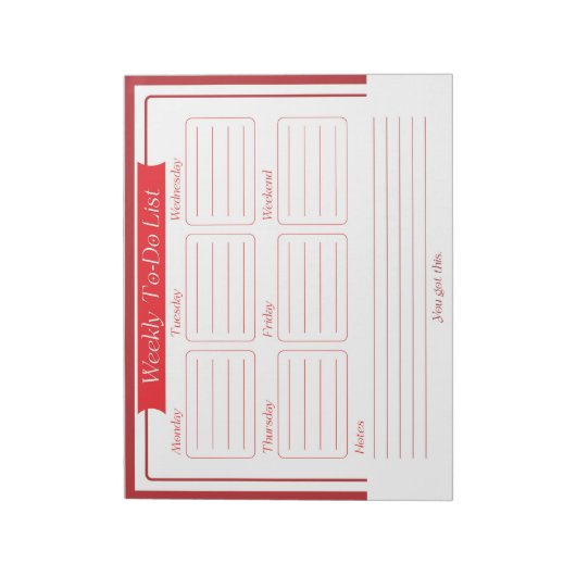 Weekly To Do List Notepad Notizblock (Rotiert)