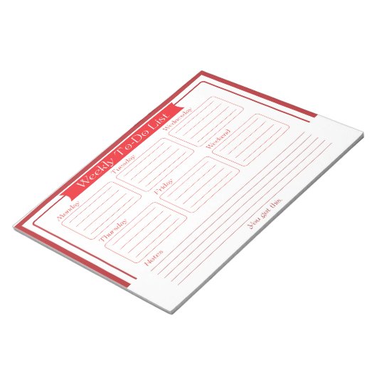 Weekly To Do List Notepad Notizblock (angewinkelt)