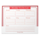 Weekly To Do List Notepad Notizblock (Vorderseite)