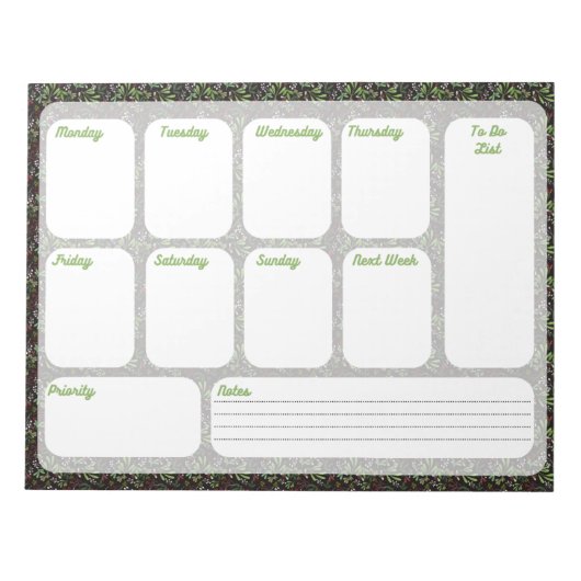 Weekly To Do List Planner Notepad Notizblock (Vorderseite)