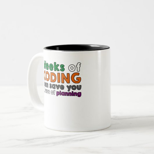 Weeks of coding zweifarbige tasse (Vorderseite Links)